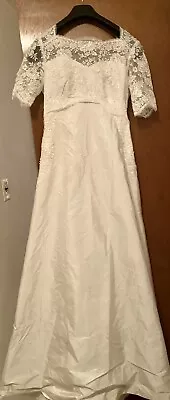 Vintage Lace Top Wedding Dress Empire Waist Size Small • $39.99