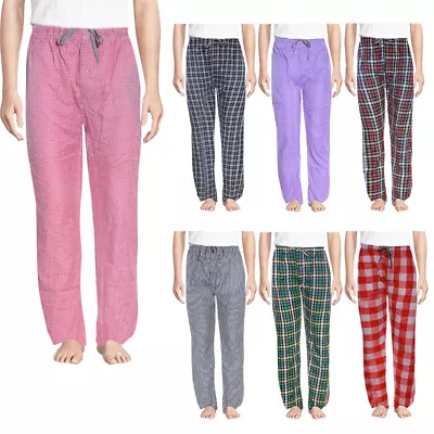 Mens PJ Set Lounge Pants Cotton PJ's Woven Check Pyjama Trousers Pyjamas Bottoms • £6.49