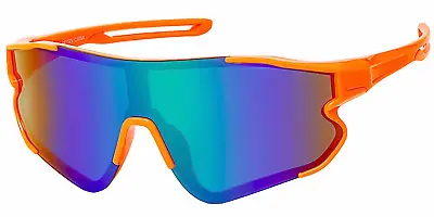 Kids Wrap Sports Shield Baseball Cycling Sunglasses Multi Color Mirror 27RV • $9.95