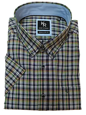 KING's ROAD Men's UNORWICH (111011) Plus Size Premium Brand Shirt Green 3XL-7XL • $122.85