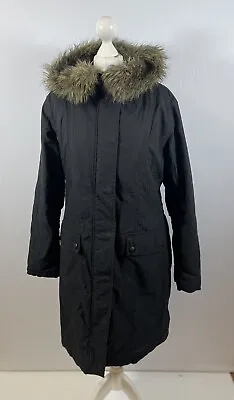 Bay Coat M Black Long Sleeve Polyester Faux Fur Trim Womens • £13