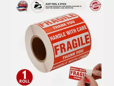 Fragile Stickers 1 Roll 500 2x3 Fragile Label Sticker Handle With Care Mailing • $7.88