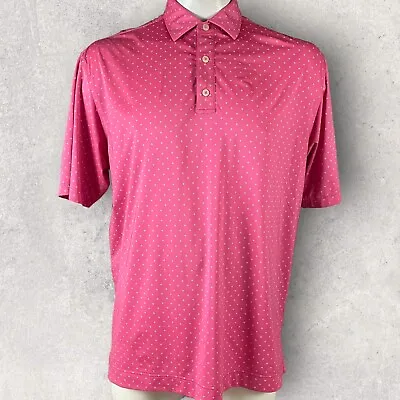 Footjoy Polo Golf Shirt Mens Large Pink Abstract Print Performance Stretch F303 • $22.95