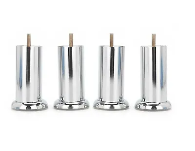 Chrome Cylinder Legs - M8 Metal Feet For Cabinets Furniture. Packs Of X4 • £9.99