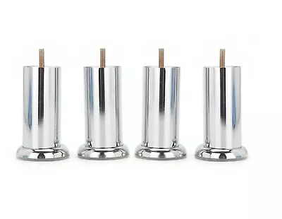 Chrome Cylinder Legs - M8 Metal Feet For Cabinets Furniture. Packs Of X4 • £9.99