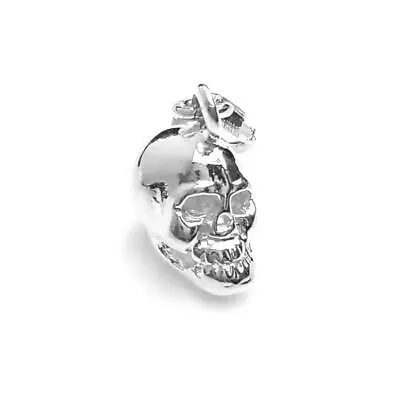 Solid .925 Sterling Silver Human Skull Charm Clip-on ADD CHARM TO BRACELET CH59 • £8.49