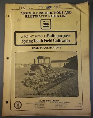 McKee Bros Ltd Base 3A 3 Point Hitch Multi Purpose Spring Tooth Field Cultivator • $9.99