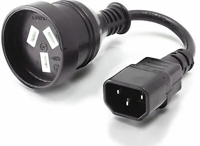 IEC C14 Male To 3-Pin Female Mains UPS Power Cable AU Plug 3P Socket 15cm Cord  • $10.40
