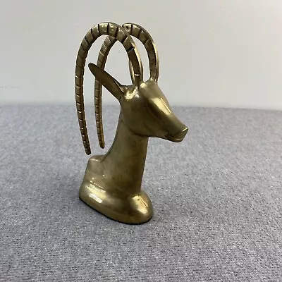 Vintage Brass Antelope Ibex Gazelle Horns Book End Statue Mid Century Decor • $19.99
