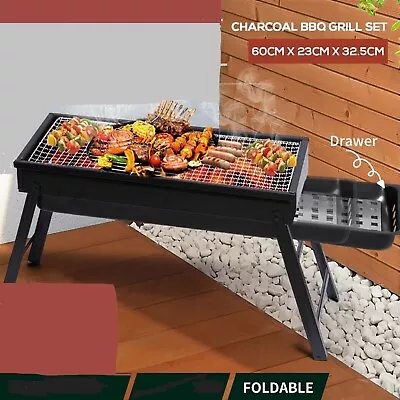 Charcoal BBQ Grill Portable Smoker Barbecue Outdoor Foldable Camping Set HIBACHI • $31.50