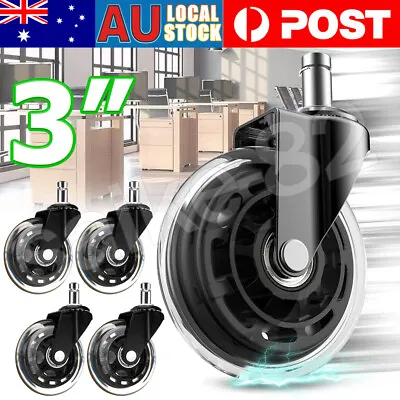 3  Rollerblade Office Desk Chair Wheels Replacement Rolling Caster Grip Ring AU • $21.73