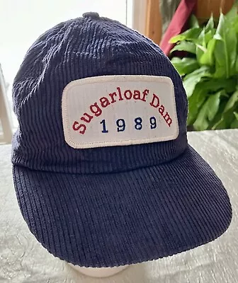 Vtg 1989 Sugar Loaf Dam Corduroy Snap Back Hat Ball Cap Adult USA Union Made • $11.50