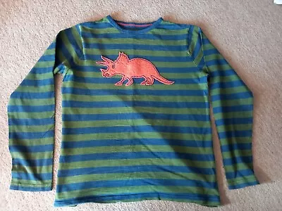 Mini Boden. Boys. Long Sleeved Tshirt. Green & Blue Stripe. Age 11-12 Yrs. Dinos • £5