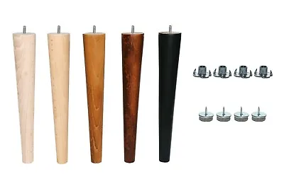 4x Wooden Furniture Tapered Legs Feet For Sofa Table Chair Stool 5'' To 18'' M8 • £35.99