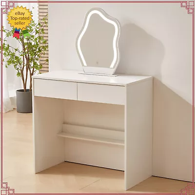 New Vanity Set Dressing Table Makeup Desk With LED Lighted Mirror And 2 Drawers • $129