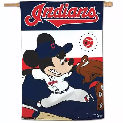 Cleveland Indians Mickey Mouse Disney 28 X40  Banner Vertical Flag Wincraft 👀⚾ • $24