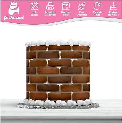 Brick Wall Pattern Effect Icing Wrap Edible Cake Decoration Sheet Print Topping • £4.99