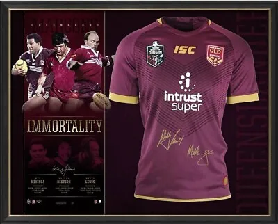 $679 • Buy Rugby League 'immortality' Framed Signed Nrl Queensland State Of Ogirin Jersey 