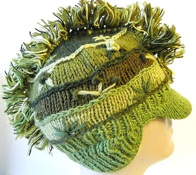 NWT Gorgeous Hand Knitted Mohawk Ear Flap Woolen Hat/Cap Made In Nepal #208 • $16.99