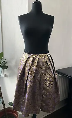 BNWT Marni For H&M Gold Purple Brocade Skirt - Size 36 / UK 10 • £19.99