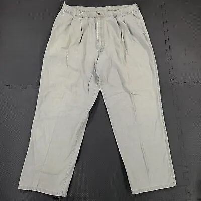 Vintage 90s Dockers Levis Chino Pants 36x28.5 Gray Pleated Medium Wash Made USA • $31