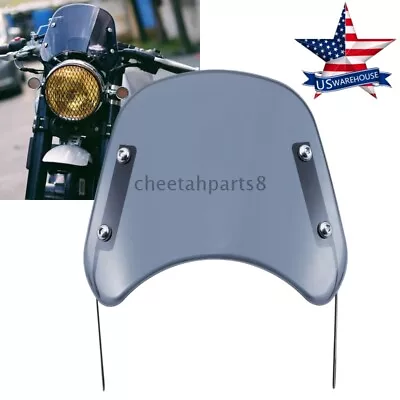 Smoke Universal 5-7  Motorcycle Headlights Windscreen Windshield For Cafe Racer • $21.29
