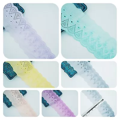 Cotton Broderie Anglaise Pastel Colour Pure Lace Trim Edging Sew 1Yrd 8 Cm Wide • £3.99