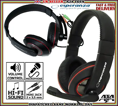 £11.99 • Buy Stereo Headphones With Microphone Headset For PC Laptop Skype Light Weight Sonat
