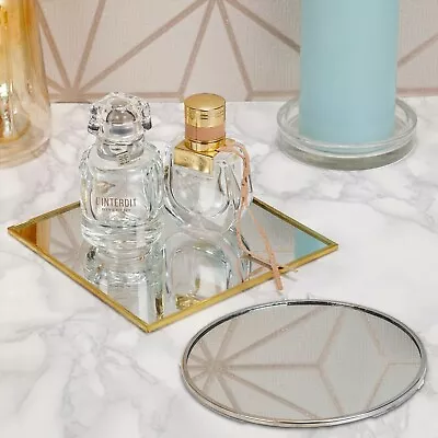 15cm Decorative Glass Mirror Display Plate Vanity Candle Centrepiece D?cor Tray • £8.49