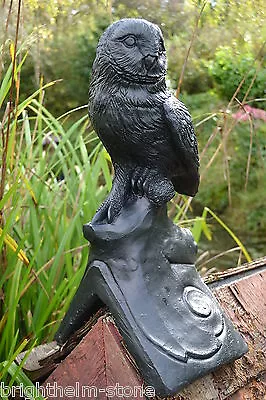 £66.99 • Buy Black Owl Roof Finial 90° Angled Or Half Round Decorative Stone Ridge Tile 