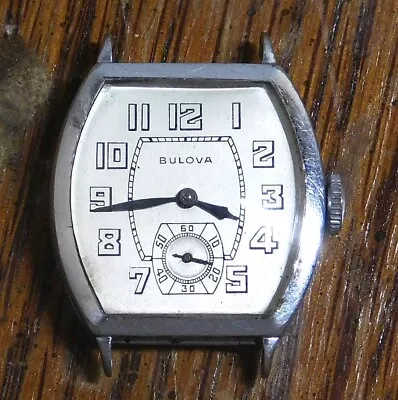 Vtg Bulova Mans Watch Art Deco + Runs 1930s Hinged Case H704 • $75
