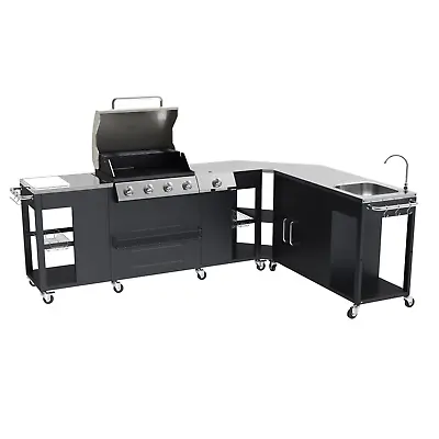 £1018 • Buy 4 Burner Gas BBQ Kitchen With Sink Large Grill Outdoor Cooking Garden Barbecue