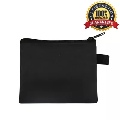 Black Soft Men Women Card Coin Key Holder ZIP Genuine Nylon Wallet Pouch Bag • $5.85