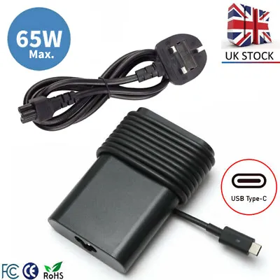 For Dell 65W USB-C LA65NM170 XPS 13 Type C Adapter Power Supply Laptop Charger • £14.99