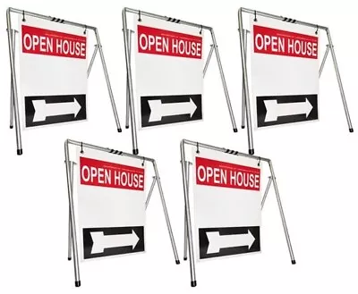 Real Estate Open House Sign Kit Metal A-Frame 5 Pak Today RedWhiteBlack Swinger • $169.99