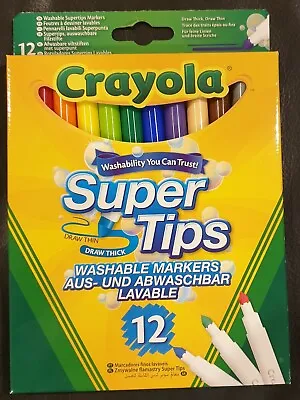 Crayola Super Tips Washable Markers/Felt Tip Pens Pack Of 12  • £5.99