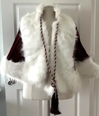 ROYAL BLUE Velvet Cape White Faux Fur Trim Renaissance Regal Costume Cosplay • $49.99