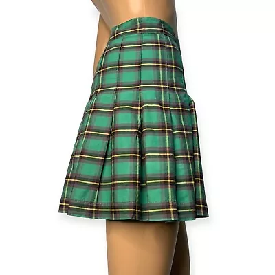 Green Plaid Mini Skirt 10 Goth Grunge Skirt • $13