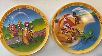 Lot Of 2 Vintage 1977 Ronald McDonald 10  PLASTIC PLATE Hamburgler 4 Seasons • $6.50