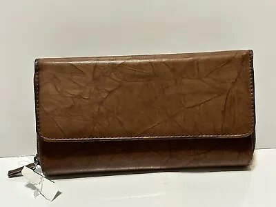 NWOT Mundi Large Brown Marbled Leather Zip-Around Wallet • $18.75