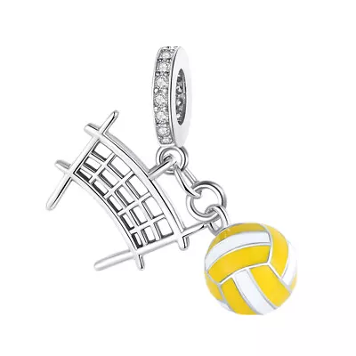 Sport Ball Net And Volleyball Dangle 925 Sterling Silver Women Bracelet Charm • $16.98