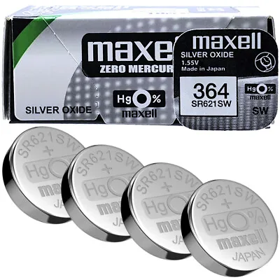 4 X Maxell AG1 364 SB-AG SR60 SR621SW Watch Batteries • £2.89