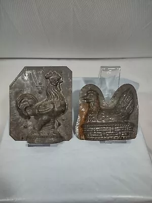 Vintage Candy Molds Rooster USA 6185 & Hen On Nest One Side Only Metal • $10