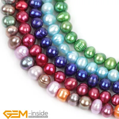 Natural Freshwater Pearl Gemstone Oval 7-8mm Round Beads Jewellery Making 15  AU • $11.19