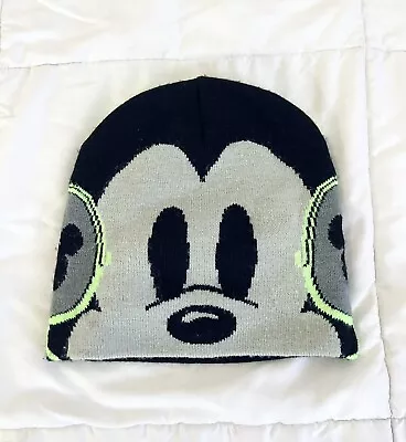 Disney Parks Black Neon Green Mickey Beanie Hat • $12.50