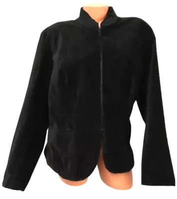 Mossimo Black Velour Embroidered Trim Hook Closure Long Sleeve Jacket 20W • $16.99