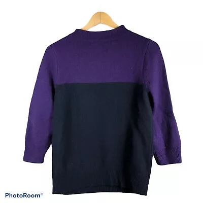 J.Crew 100% Merino Mock Neck Colorblock Minimalist Sweater Purple Blue Sz Small • $17.49