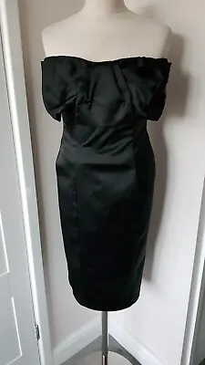 Karen Millen Black Pencil Dress Off The Shoulder 10 • £9.99
