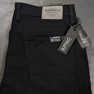 Buffalo David Bitton Men's Evan-x Slim Straight Stretch Jeans Size 36x32 Black • $43.99