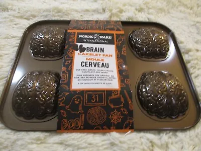 Nordic Ware Brain Cakelet Pan Halloween 6 Cavities Bake Ware Mold 3 Cup NEW • $18